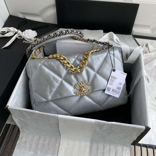 CHANEL 19 Large Flap Bag Silver