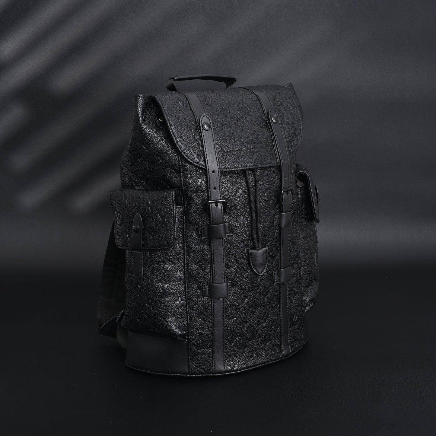 Louis Vuitton Christopher PM Backpack Monogram Shadow Black Leather