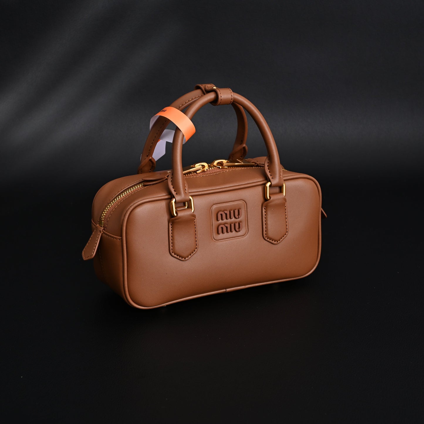 Miu Miu Leather Top Handle Satchel – Caramel Brown