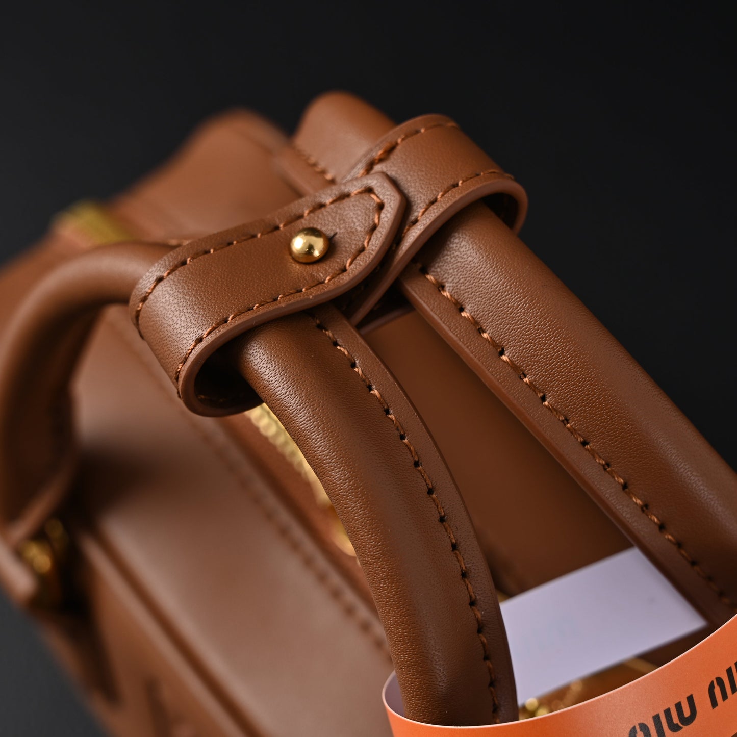 Miu Miu Leather Top Handle Satchel – Caramel Brown