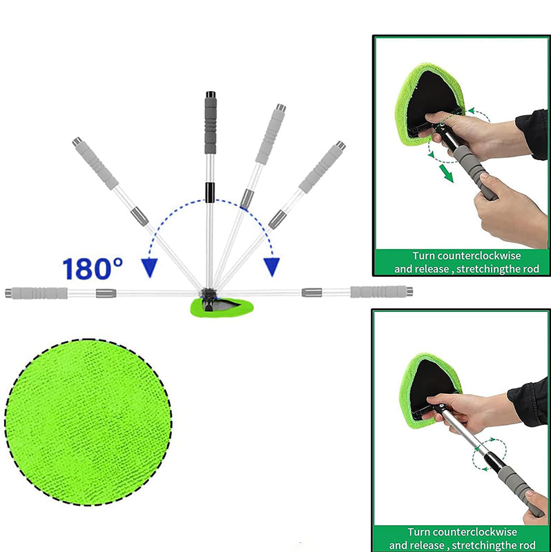 🔥Microfiber Car Windshield Cleaning Tool with Extendable Handle
